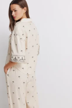 Best Springfield Chemise manches courtes imprimée oversize nude
