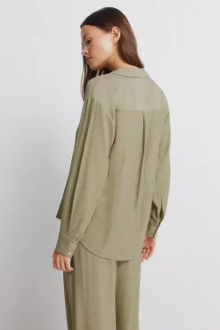 Hot Springfield Chemise manches longues &agrave; rayures beige