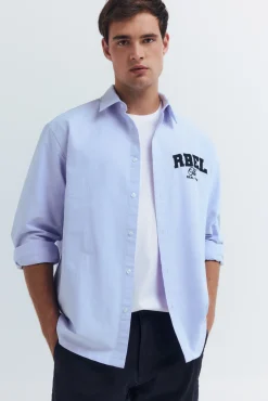 Outlet Springfield Chemise Oxford brod&eacute;e bleu