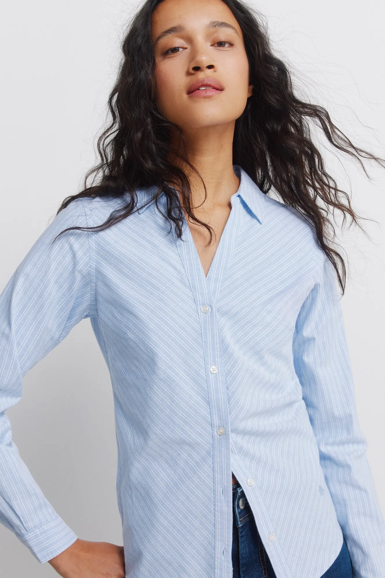 Springfield Chemise Oxford en coton à col en V