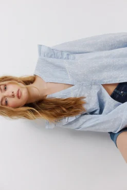 New Springfield Chemise romantique &agrave; volants bleu