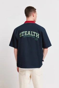 Sale Springfield Chemise varsity manches courtes bleu