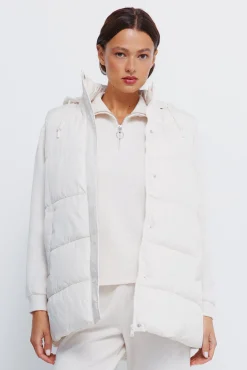 Hot Springfield Gilet &agrave; capuche en polyester recycl&eacute; blanc