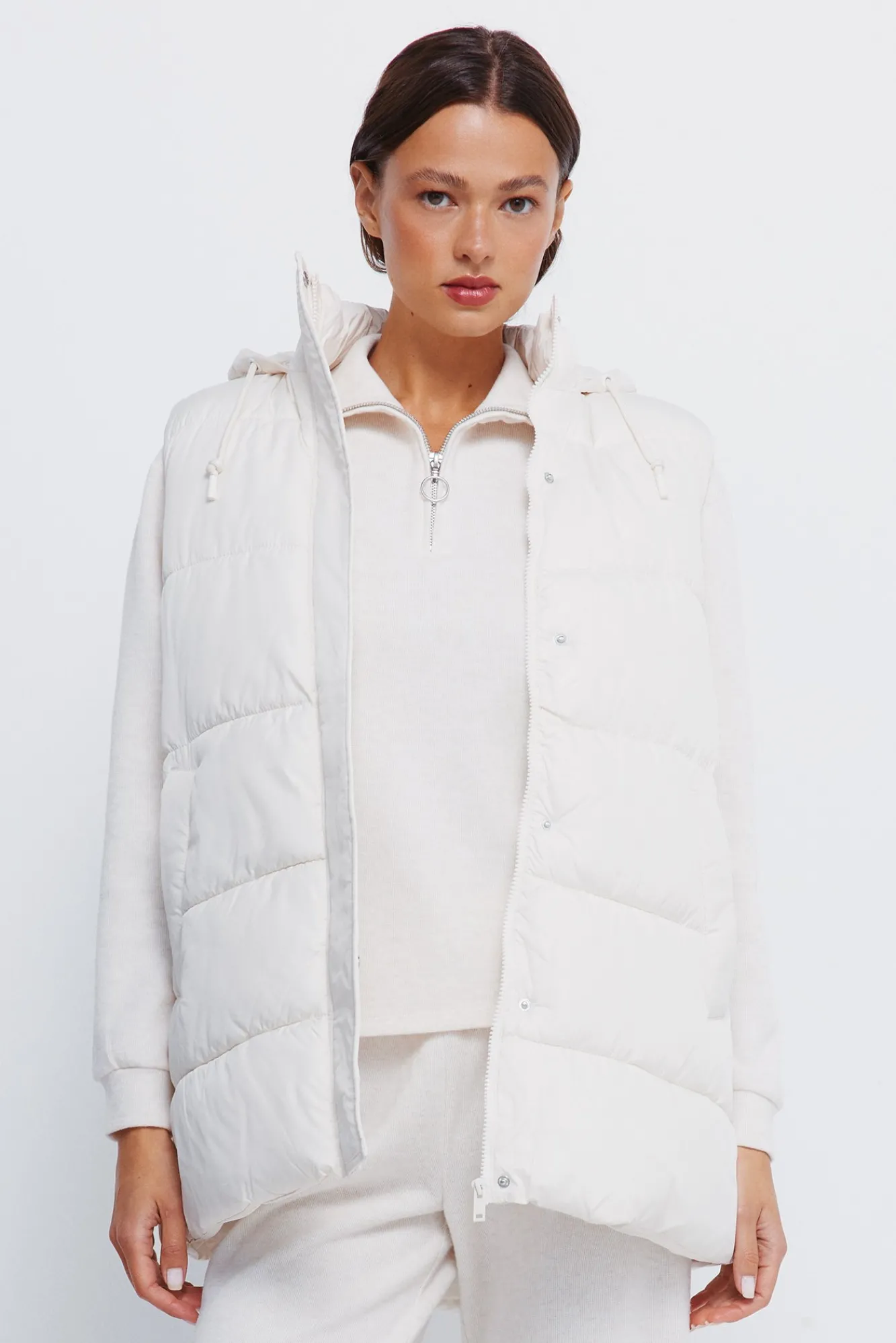 Hot Springfield Gilet à capuche en polyester recyclé blanc