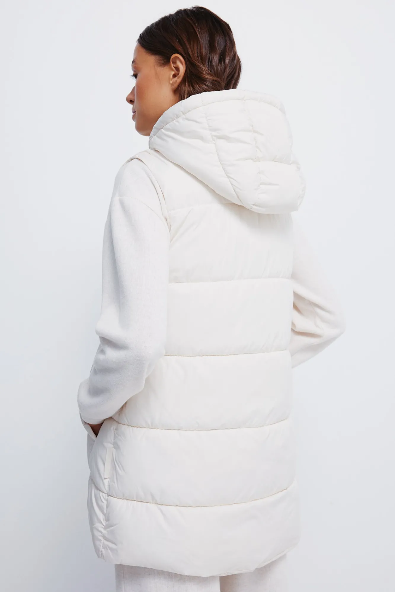 Hot Springfield Gilet à capuche en polyester recyclé blanc