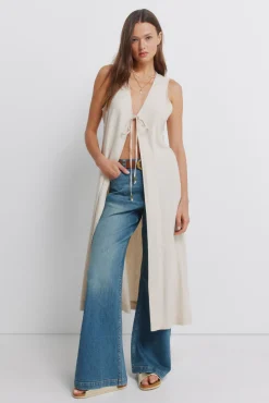 Springfield Gilet long en lin nude