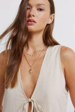 Springfield Gilet long en lin nude