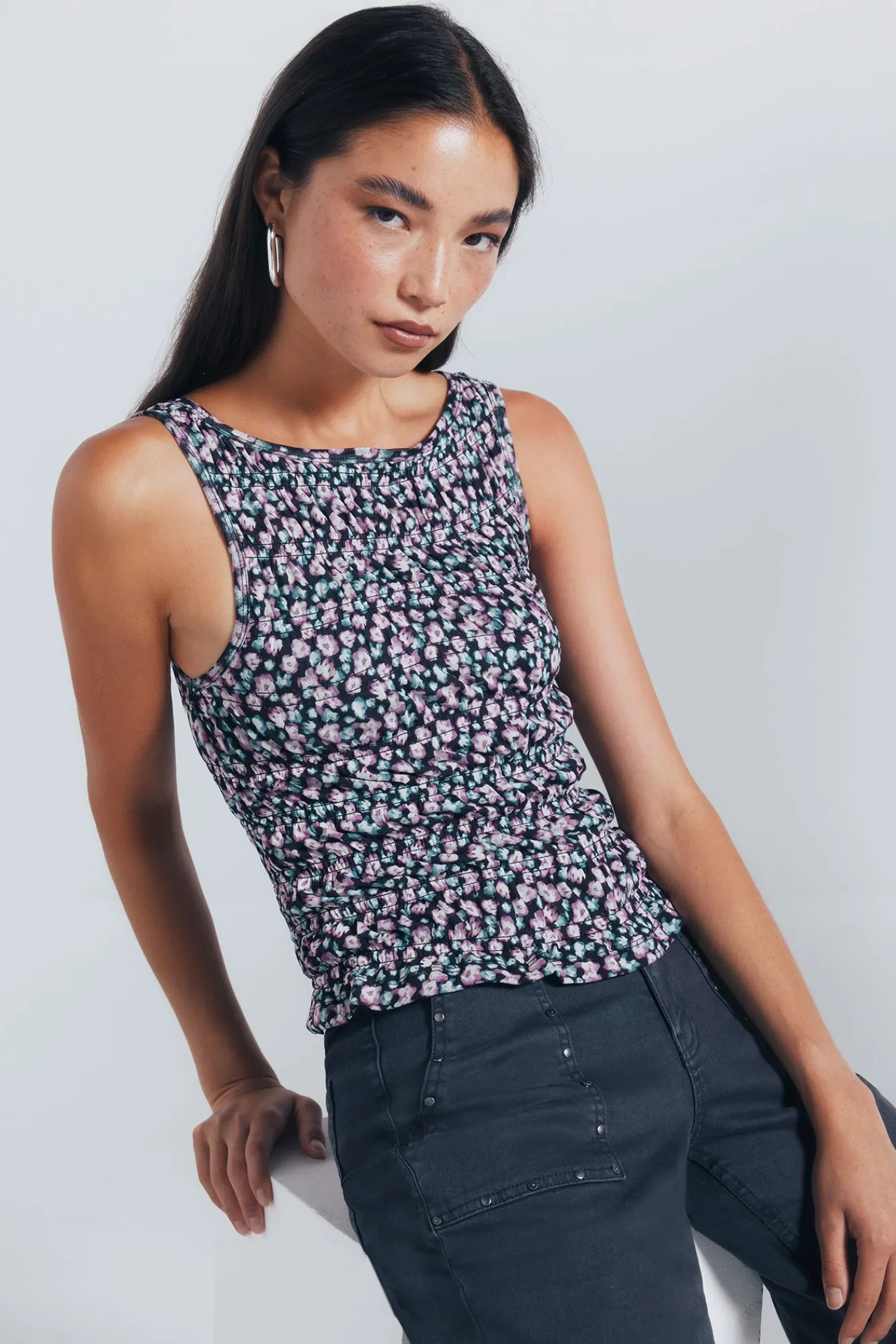 Best Springfield Haut ajusté à fleurs noir