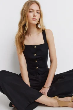 Best Springfield Haut gilet en lin noir