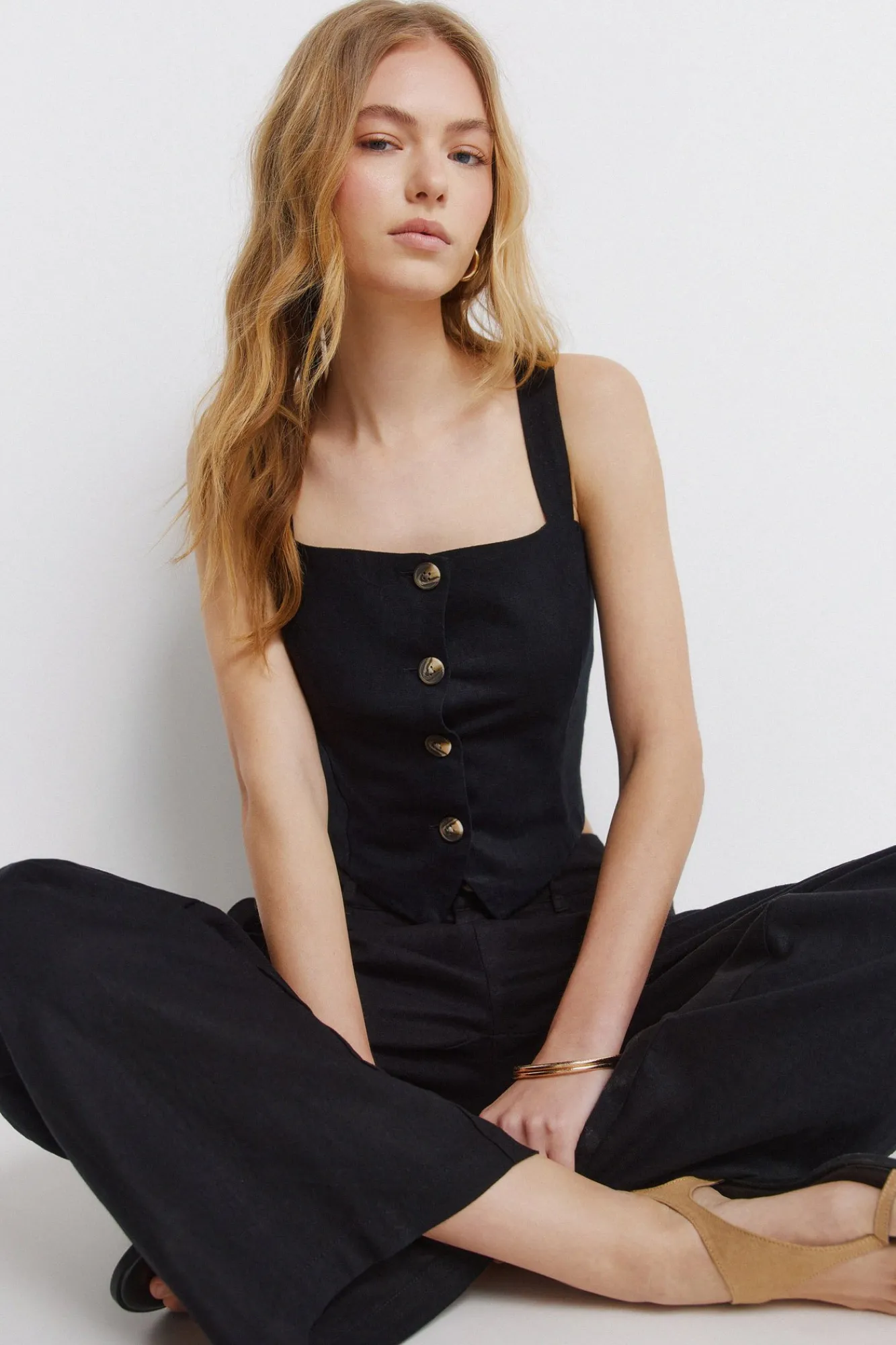 Best Springfield Haut gilet en lin noir