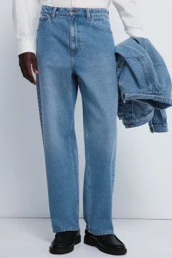 Sale Springfield Jean large &agrave; d&eacute;lavage moyen bleu
