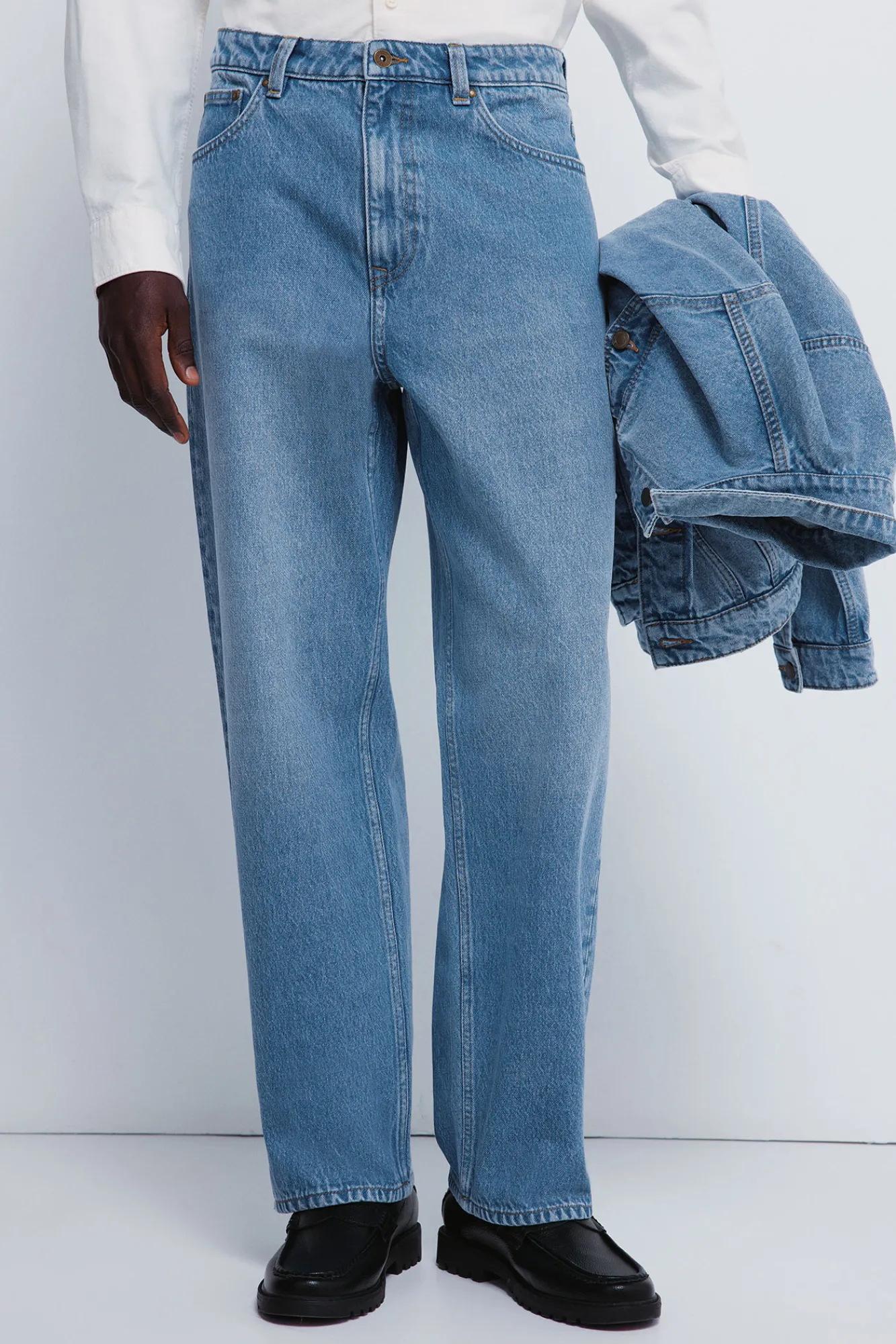 Sale Springfield Jean large à délavage moyen bleu