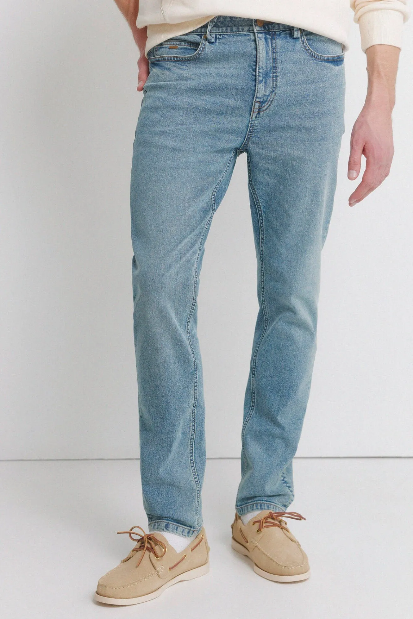 New Springfield jean skinny délavé moyen surteint bleu