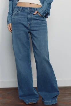 Online Springfield Jeans amples taille haute bleu