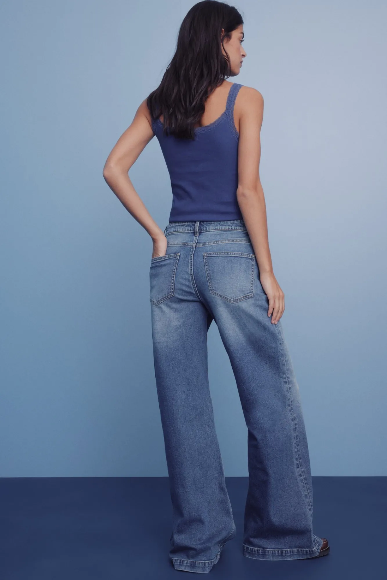 Hot Springfield Jeans confort super large bleu
