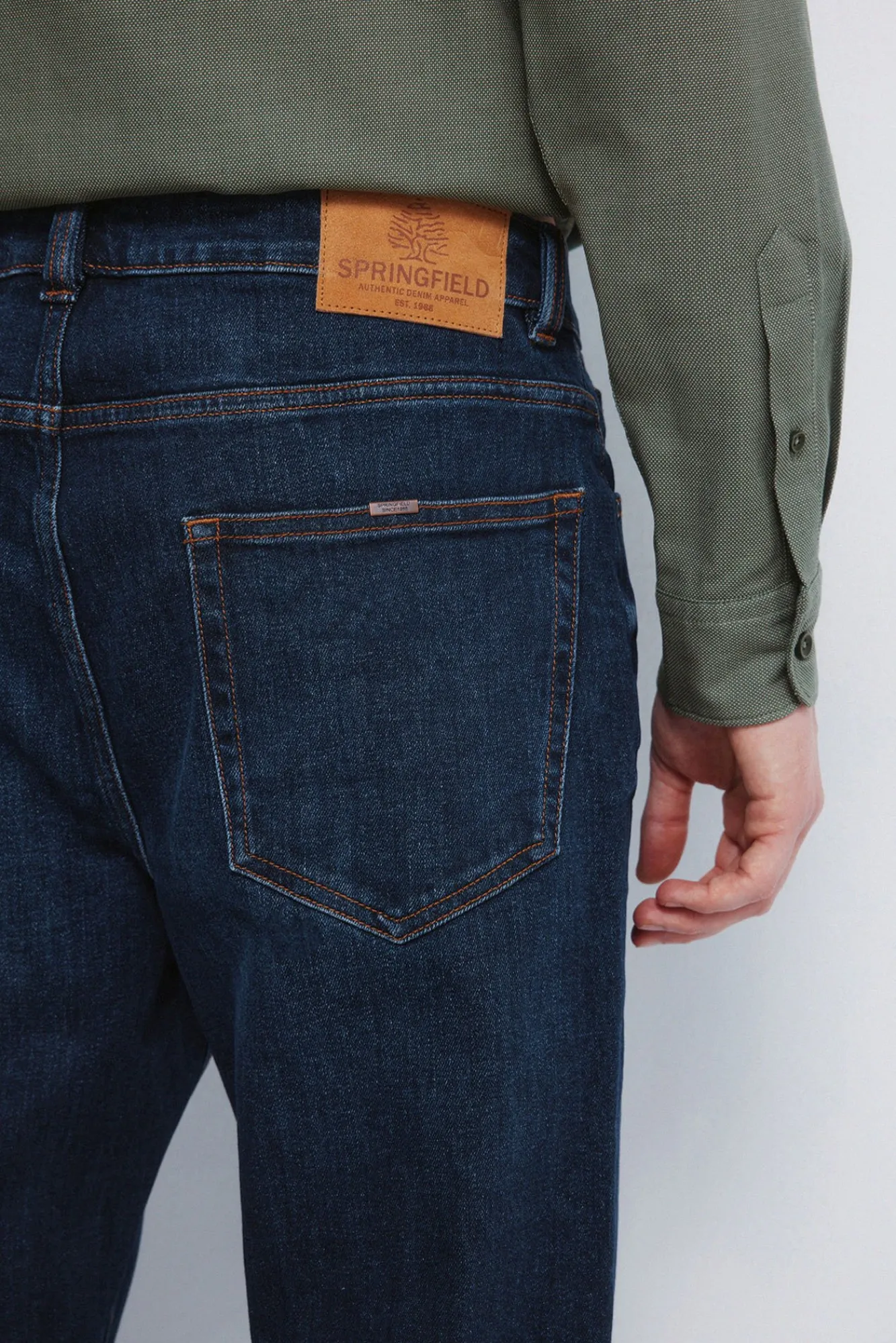 Best Springfield Jeans coupe droite délavé foncé bleu