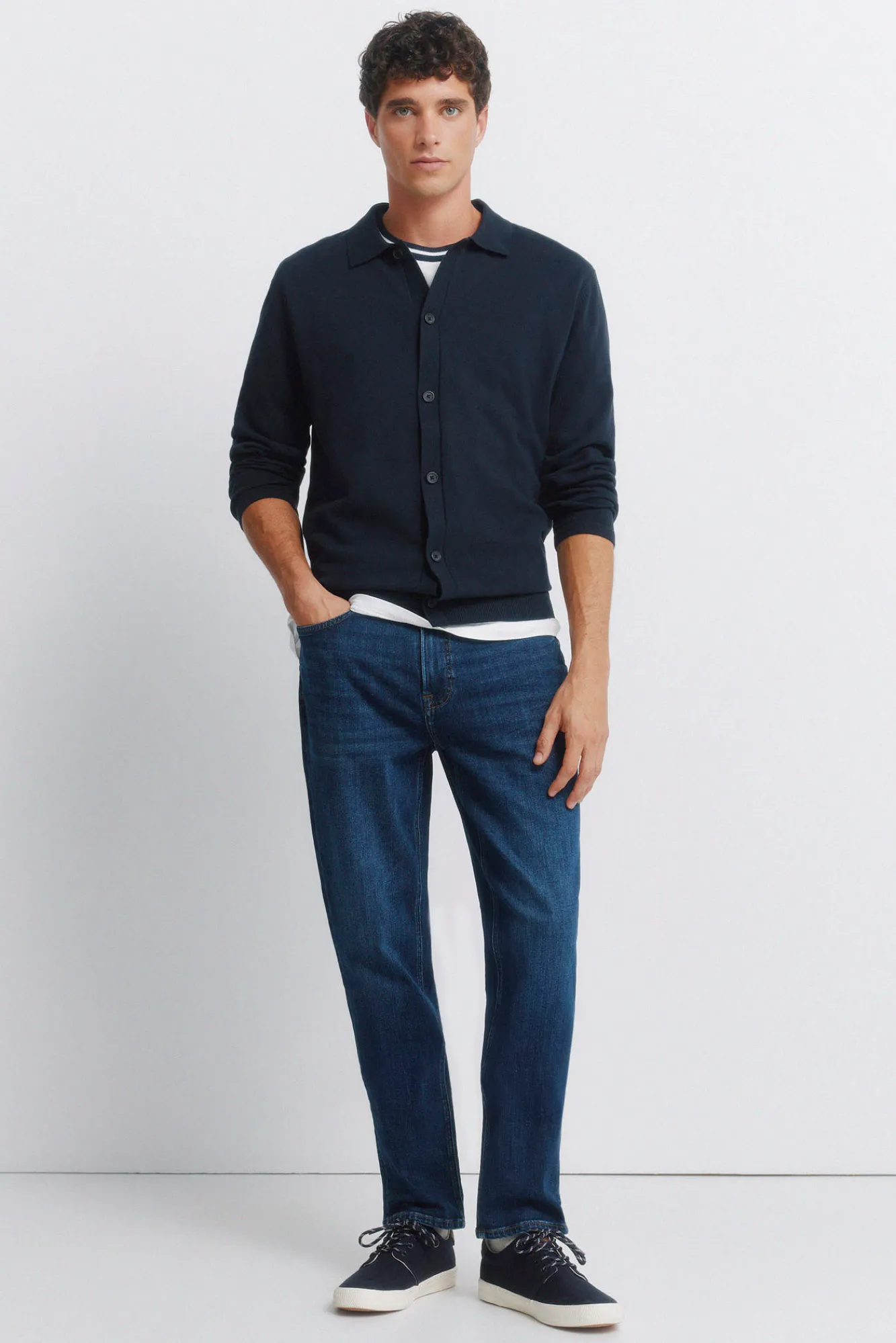 New Springfield Jeans délavage foncé slim fit bleu