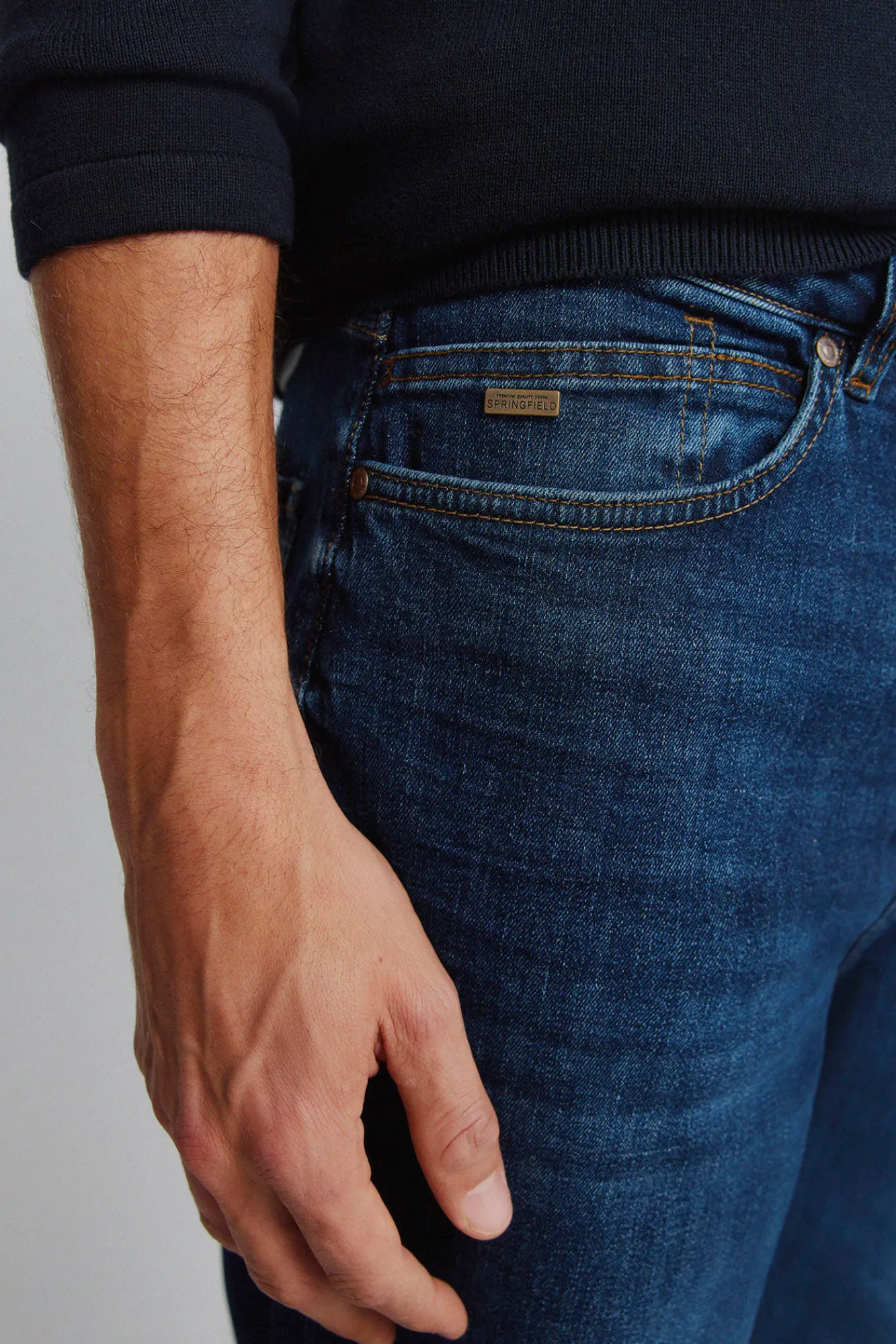 New Springfield Jeans délavage foncé slim fit bleu
