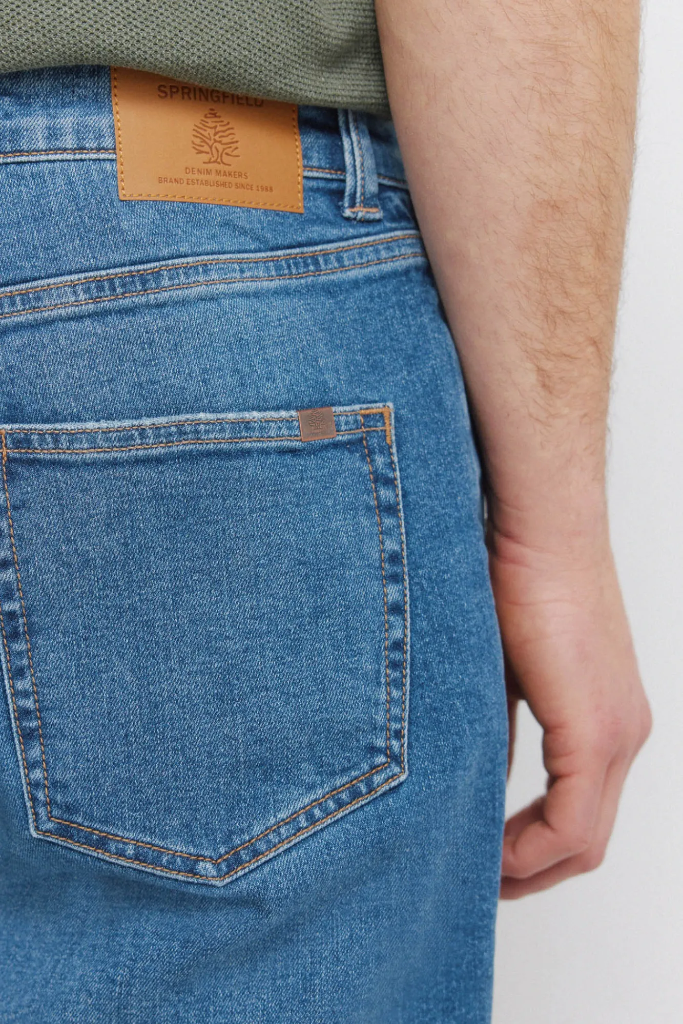 Discount Springfield Jeans délavage moyen slim fit bleu