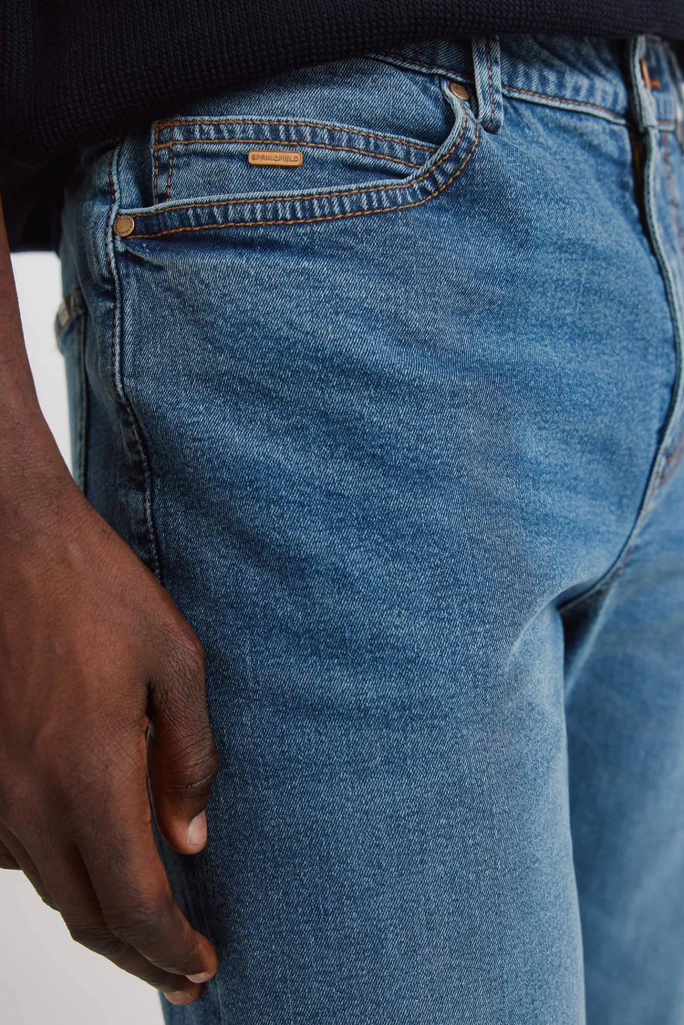 Best Springfield Jeans délavage moyen foncé coupe skinny bleu