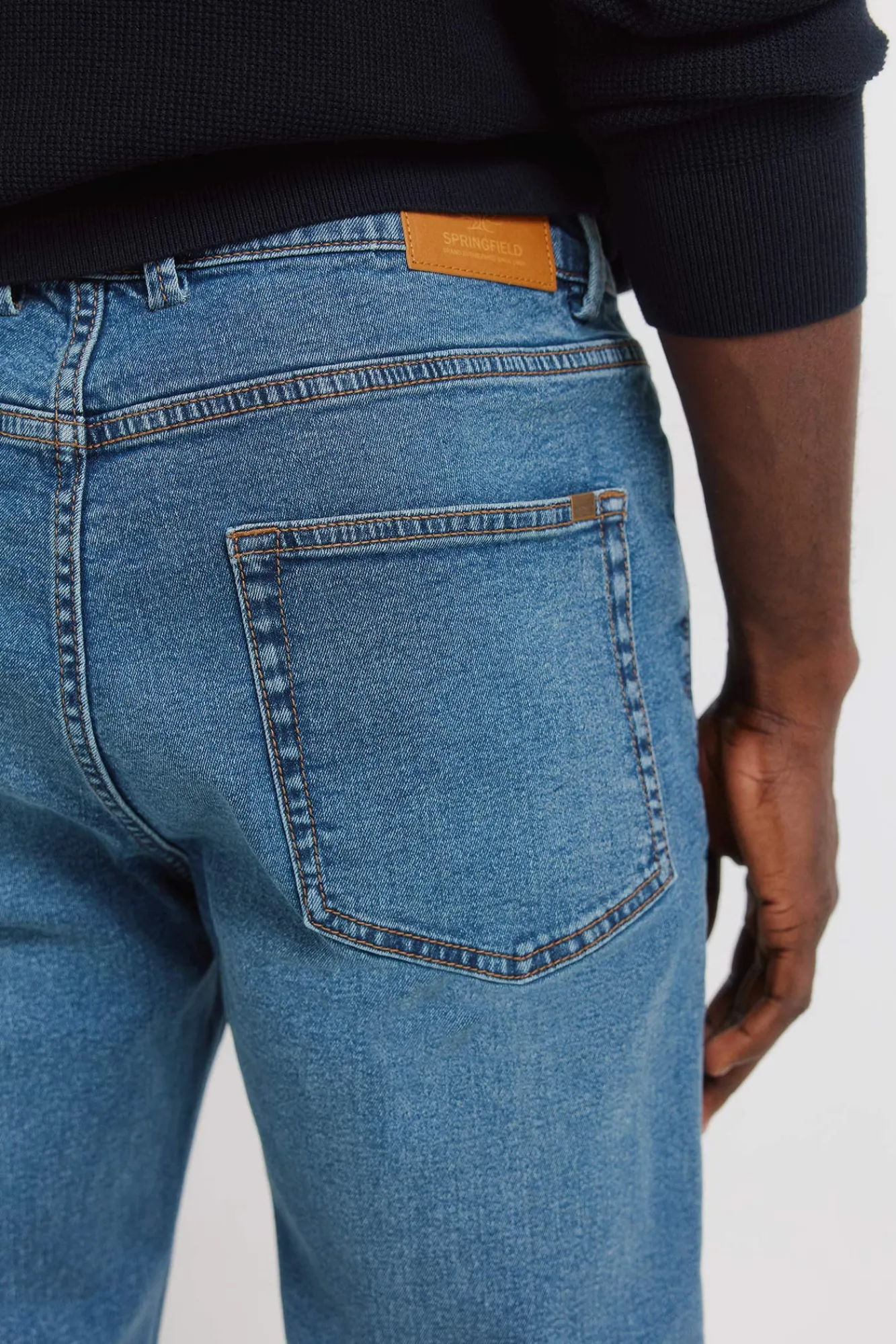 Best Springfield Jeans délavage moyen foncé coupe skinny bleu