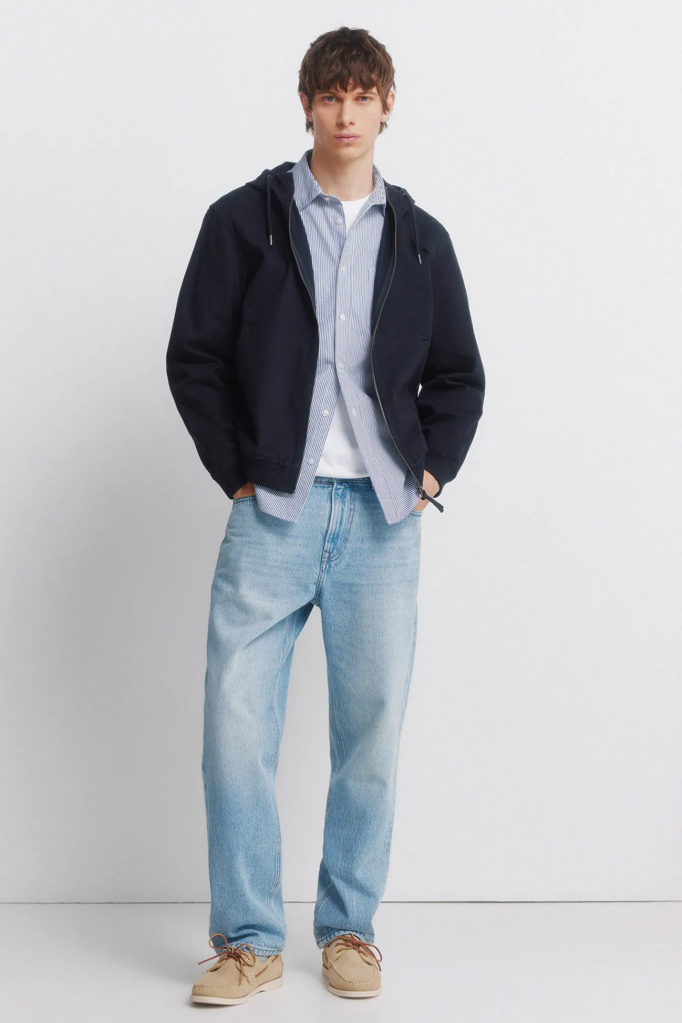New Springfield Jeans délavé moyen clair coupe droite bleu