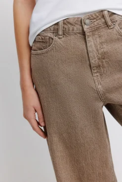 Sale Springfield Jeans droits taille haute camel
