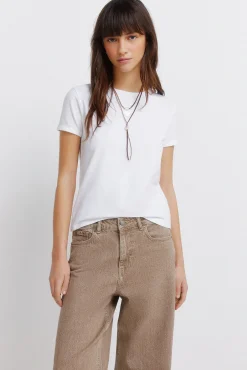 Sale Springfield Jeans droits taille haute camel