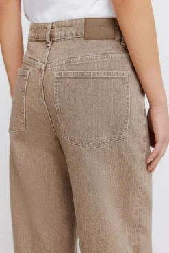 Sale Springfield Jeans droits taille haute camel