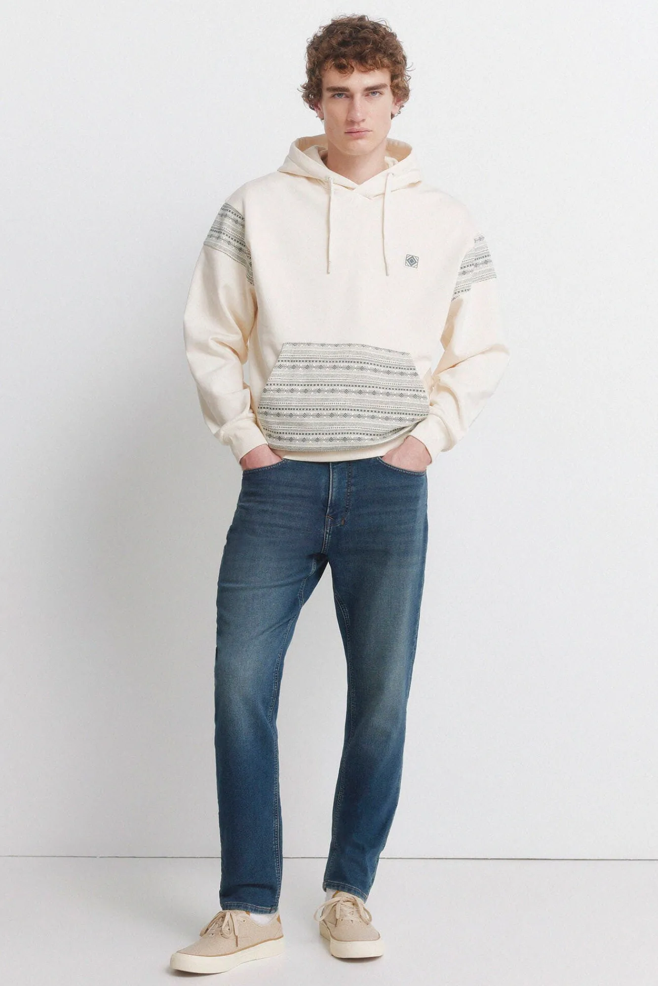 New Springfield Jeans en knit denim surteint coupe slim bleu