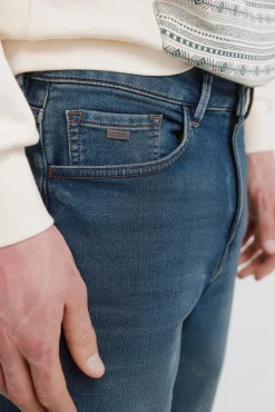 New Springfield Jeans en knit denim surteint coupe slim bleu
