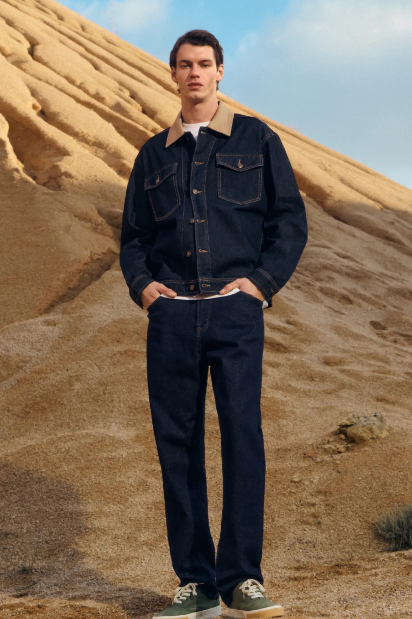 Springfield jeans larges délavés lavé désencollé bleu