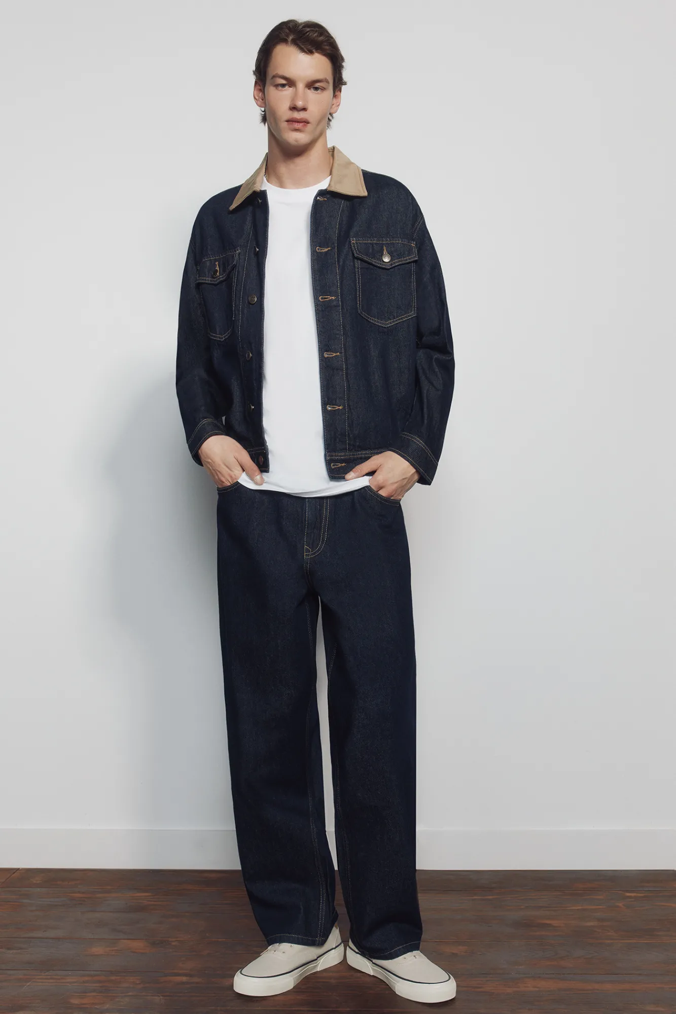 Springfield jeans larges délavés lavé désencollé bleu