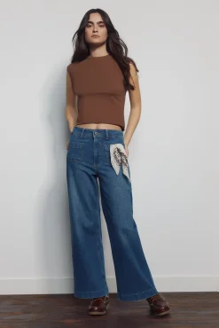Clearance Springfield Jeans Sailor coupe cheville bleu