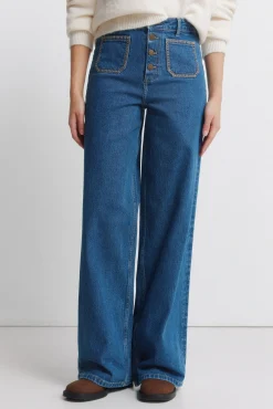 Springfield Jeans super large avec poches plaqu&eacute;es bleu