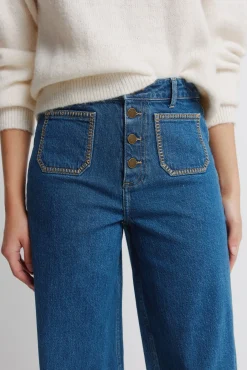 Springfield Jeans super large avec poches plaqu&eacute;es bleu