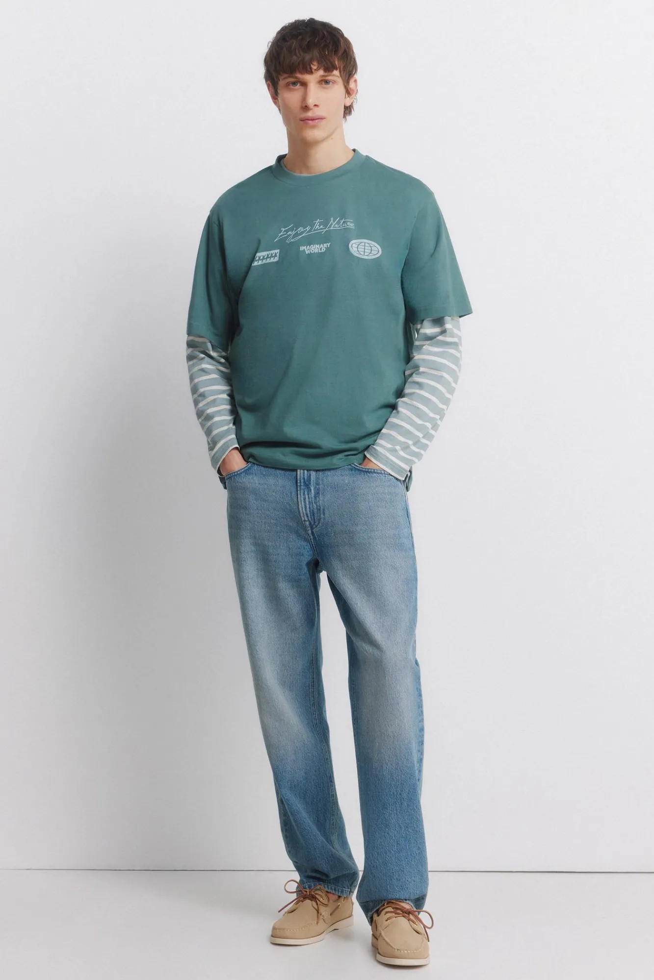 New Springfield Jeans surteint coupe droite bleu