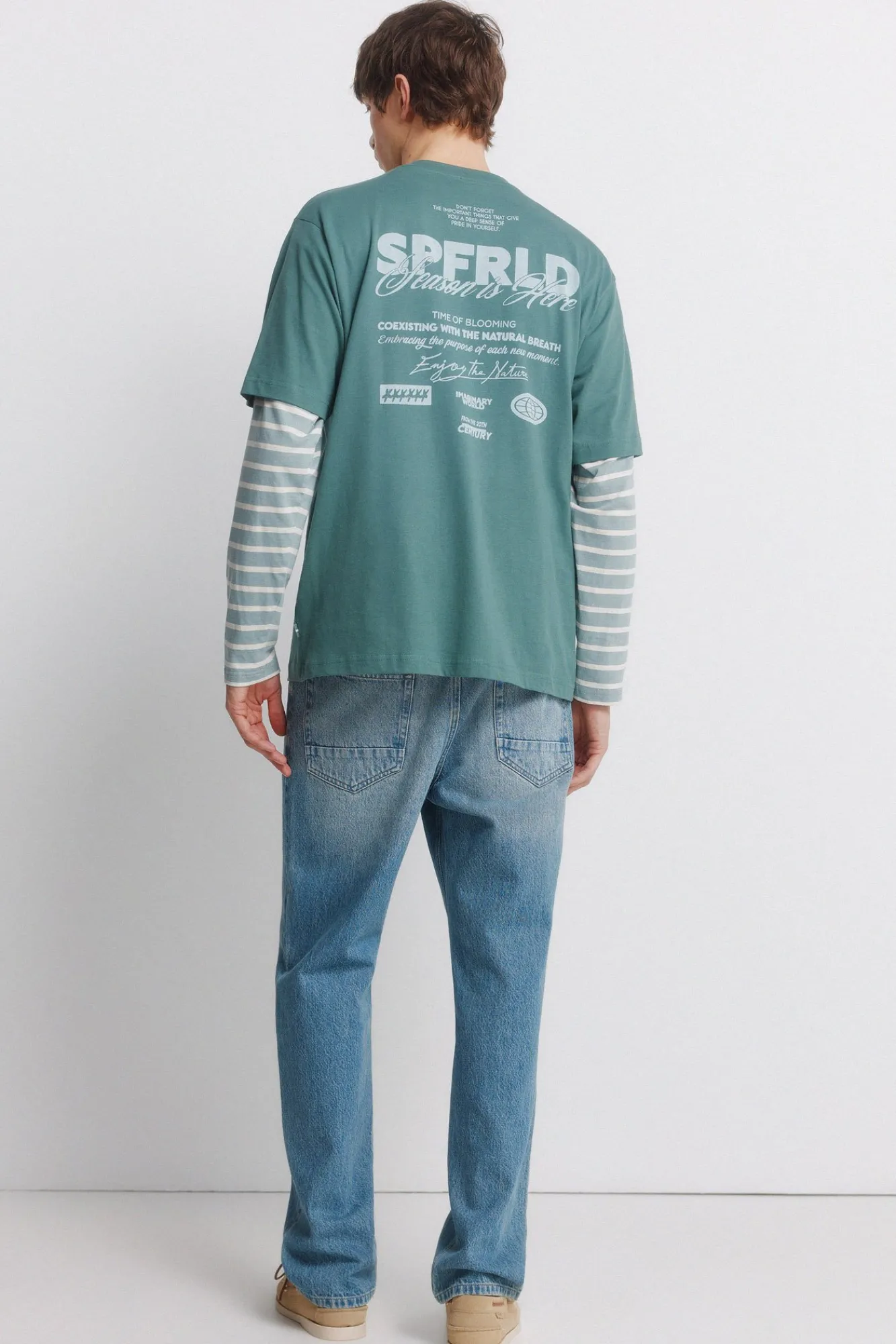 New Springfield Jeans surteint coupe droite bleu