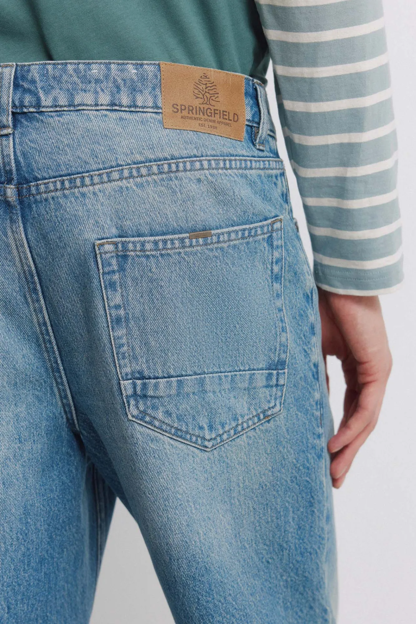 New Springfield Jeans surteint coupe droite bleu