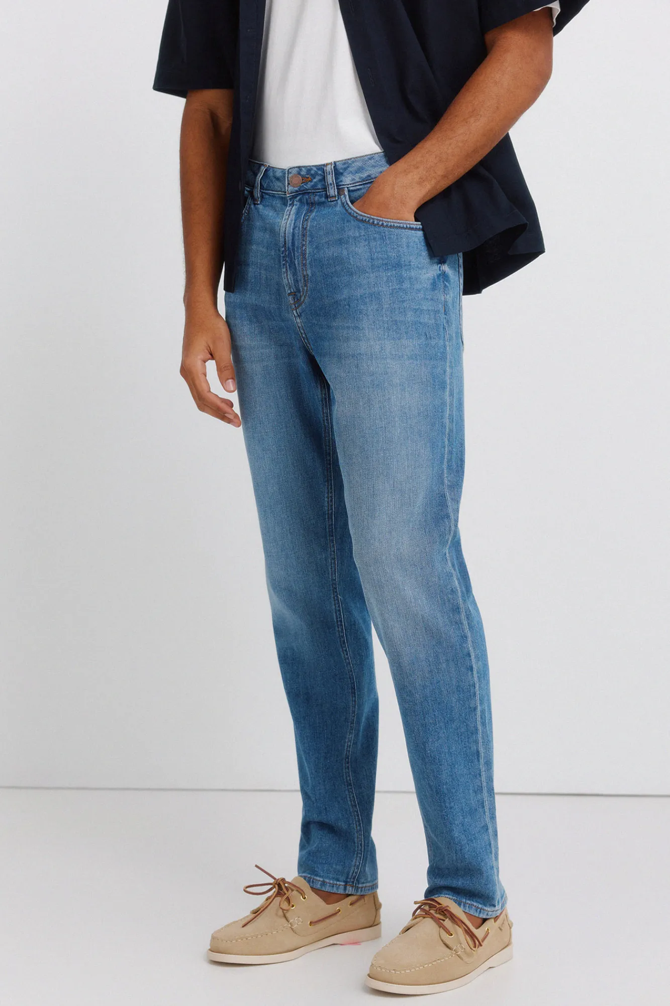Hot Springfield Jeans ultra-légers délavés moyens coupe slim bleu