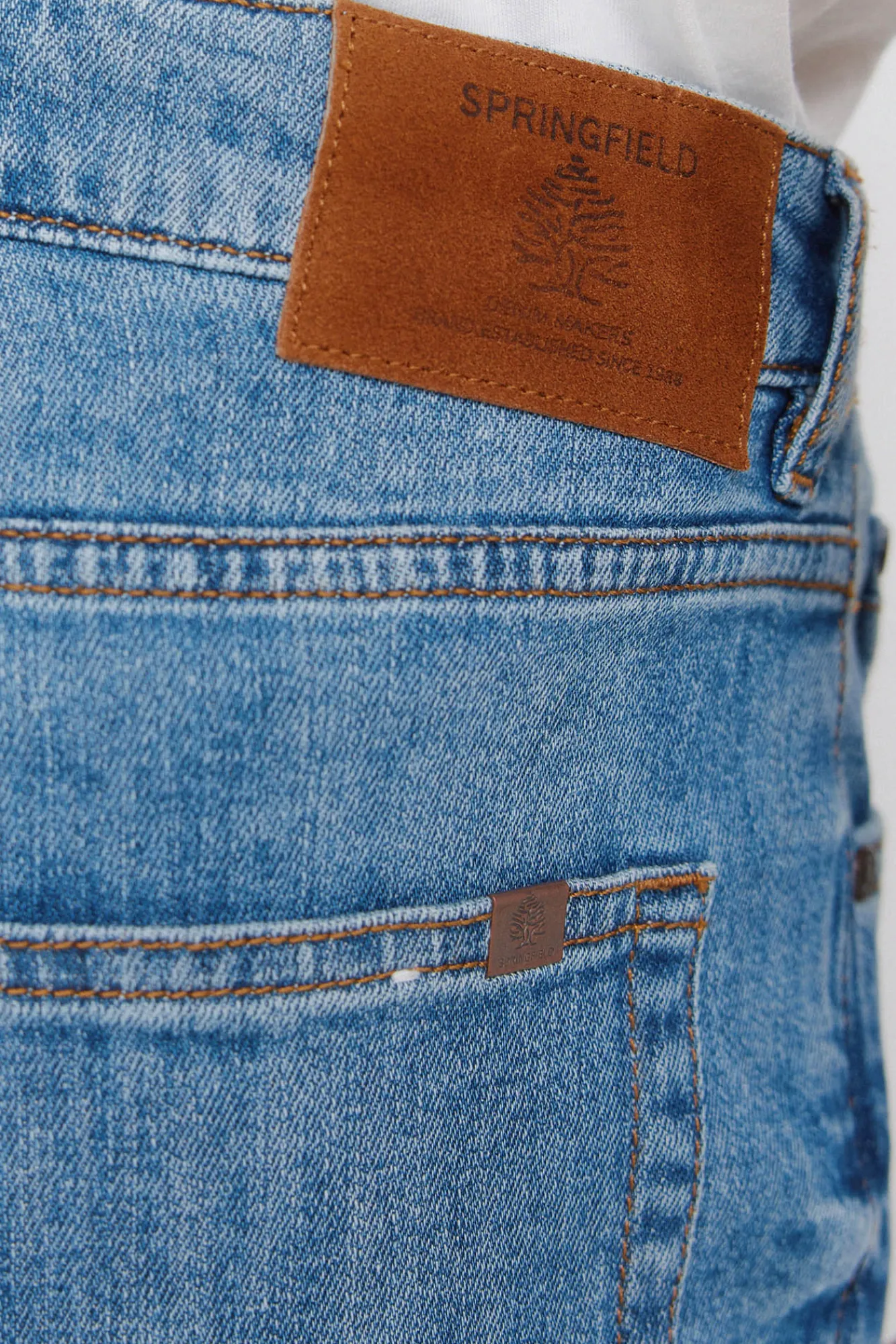 Hot Springfield Jeans ultra-légers délavés moyens coupe slim bleu