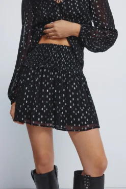 Outlet Springfield Jupe &agrave; smocks en lurex noir