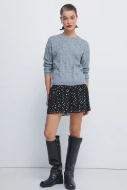 Outlet Springfield Jupe &agrave; smocks en lurex noir