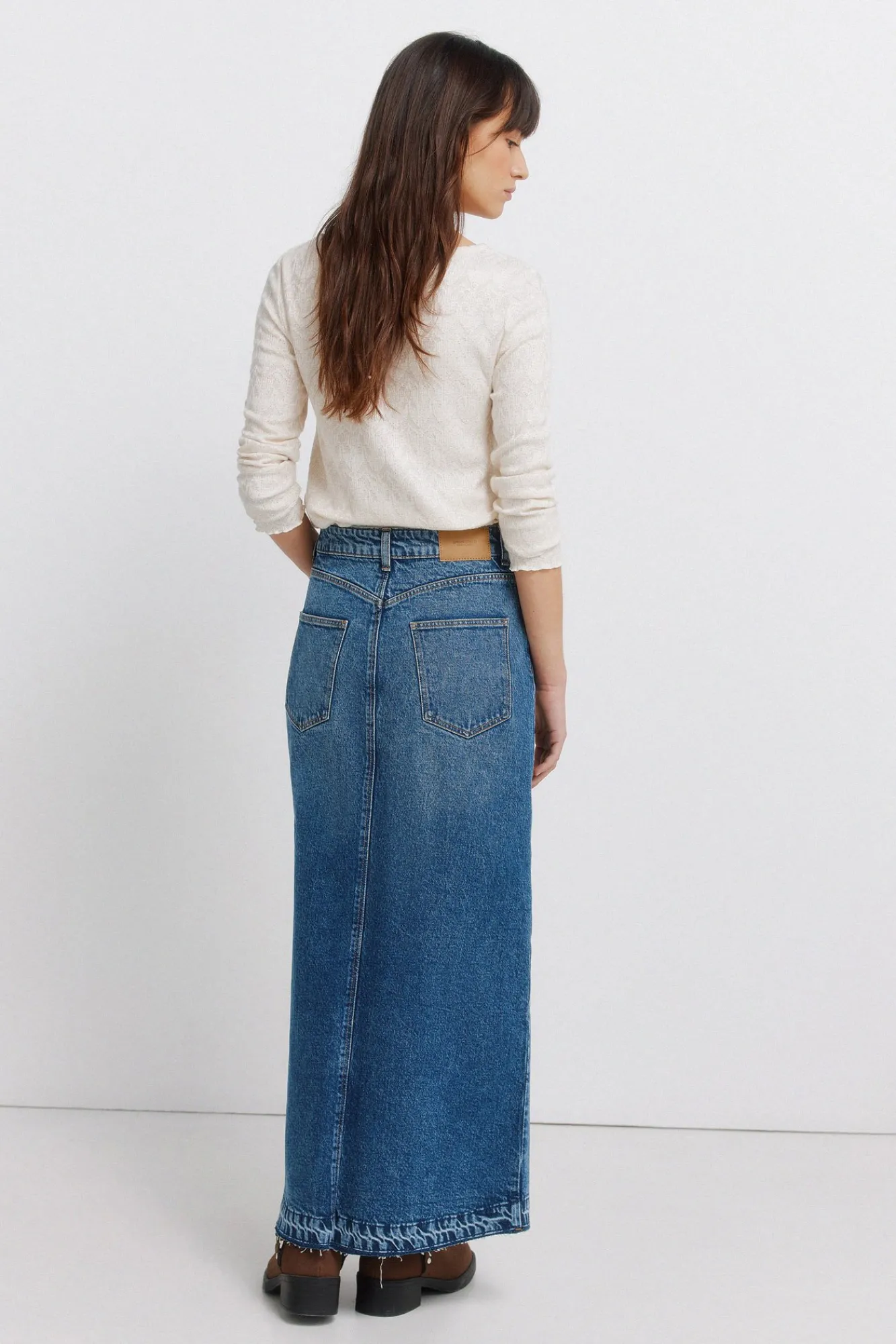Springfield Jupe midi en denim bleu