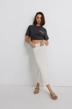 Online Springfield Jupe midi structurée marron