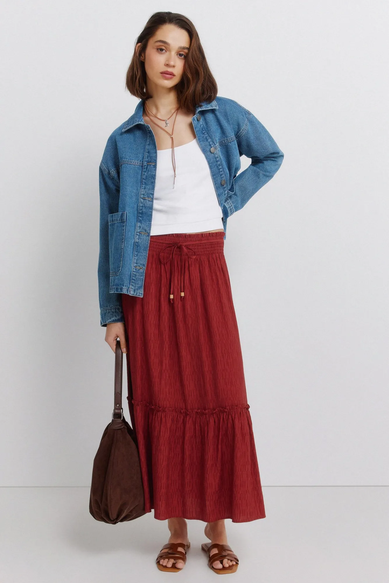 Springfield Jupe midi structurée bordeaux