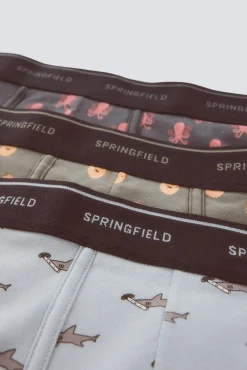 Discount Springfield Lot de 3 boxers animaux marins bleu