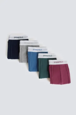 Best Springfield Lot de 5 boxers basiques en coton bleu