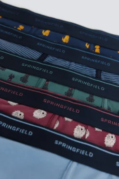Online Springfield Lot de 3 boxers imprim&eacute;s en coton vert