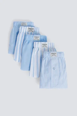 New Springfield Lot de 5 cale&ccedil;ons &agrave; rayures s bleu